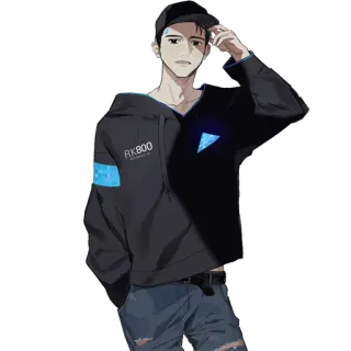 😄 Connor Detroit: Become Human RK800 android, character, fanart, hoodie telegram sticker