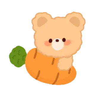 🐻 urso, cenoura, animal, fofo, adesivo telegram sticker