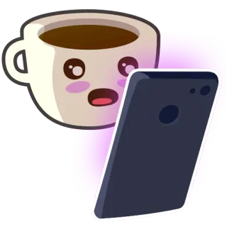 📱 kaffee, handy, kawaii, digital, süß whatsapp sticker