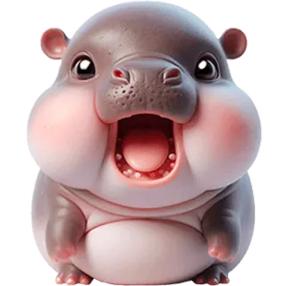 😱 ippopotamo, carino, animale, cartone animato, kawaii, illustrazione telegram sticker