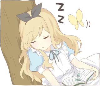 😪 ZZZ dormindo, estilo anime, livro, borboleta, desenho animado telegram sticker