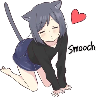 😘 Smooch anime, catgirl, cute, kiss, love whatsapp sticker