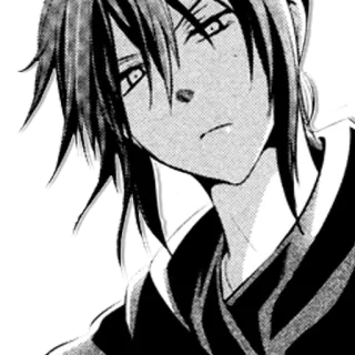 😑 Manga, Anime, Personaje, Monocromo, Retrato, Asiático telegram sticker