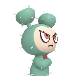 😡 cactus, angry, cartoon, character, green, bow tie telegram sticker