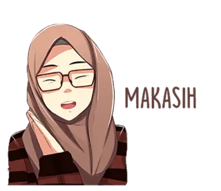 😄 femme, hijab, lunettes, dessin animé, sourire, musulman telegram sticker