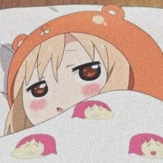💘 Umaru Doma Himouto! Umaru-chan umaru, anime, uroczy, śpiący, kawaii, koc, bluza z kapturem whatsapp sticker