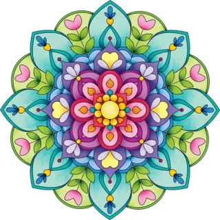 🎨 マンダラ, 花, 幾何学的, 花柄, パターン, アート, デザイン telegram sticker