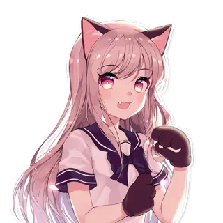 😺 Anime, Garota gato, Mangá, Desenho animado, Fofo, Kawaii telegram sticker