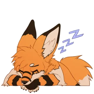 💤 tidur, rubah, furry, hewan, imut, kartun telegram sticker