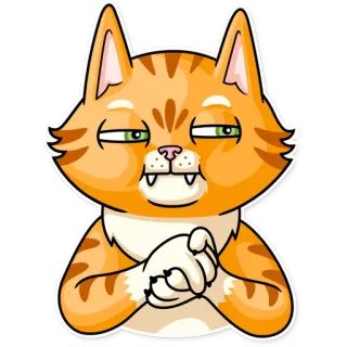 😈 แมว, ยิ้มเยาะ, สีส้ม, สติกเกอร์, วางแผน, สัตว์, แมว whatsapp sticker