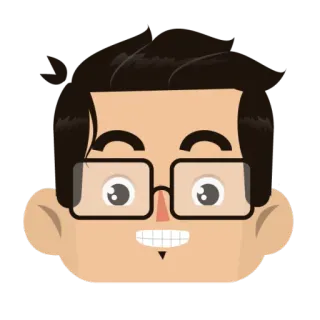 😬 Cartoon, Gesicht, Mann, Brille, Nerd, Quadrat, Kopf telegram sticker