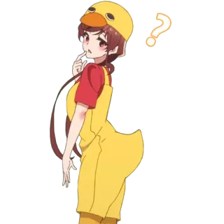 ❓ Аниме, Мультфильм, Вопросительный знак, Персонаж, Костюм утки telegram sticker