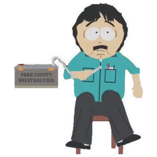 🥂 Randy Marsh South Park PARK COUNTY BREATHALYZER South Park, Randy Marsh, breathalyzer, Park County, cartoon, comedy telegram sticker