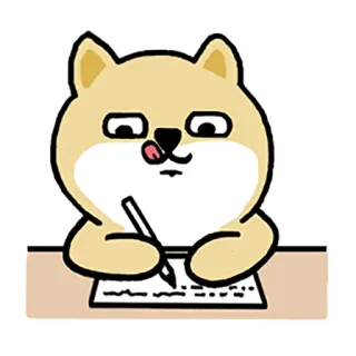📝 狗, 写作, 卡通, 动物, 可爱, 柴犬 whatsapp sticker