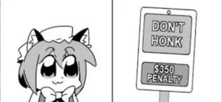 🚫 DON'T HONK $350 PENALTY No tocar la bocina, Penalización, Señal, Anime whatsapp sticker