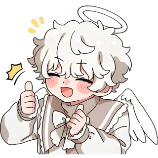 👍 นางฟ้า, น่ารัก, อนิเมะ, รัศมี, คาวาอิ, การ์ตูน telegram sticker