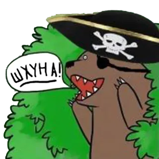🌳 ШХУНА!! pirate, bear, cartoon, eye patch, skull telegram sticker