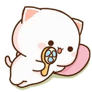 🥰 Katze, niedlich, kawaii, Cartoon, Fan, entspannend, schläfrig, rosa telegram sticker