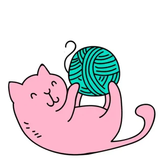 😧 Katze, Kätzchen, Garn, Ball, süß, spielerisch, rosa, Zeichnung telegram sticker