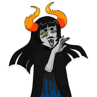 😆 мультфильм, персонаж, рога, лицо, искусство, арт telegram sticker