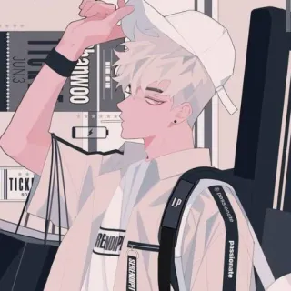 ⌚️ HANWOO Anime, Ilustração, Desenho animado, Coreano, Masculino, Chapéu, Serendipidade, Apaixonado, Fofo telegram sticker