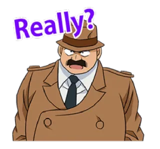👨 Kogoro Mouri Detective Conan Really? detective, kogoro, mouri, anime, question whatsapp sticker