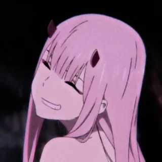 🍓 Zero Two Darling in the Franxx Anime, Pink, Mädchen, Zero Two, Hörner telegram sticker