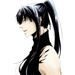 😮 anime, woman, long hair, ponytail, character, portrait whatsapp sticker