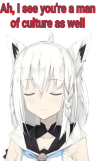 😏 Ah, I see you're a man of culture as well meme, culture, man of culture, fox girl, anime whatsapp sticker