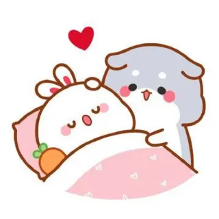 🍼 lindo, conejo, perro, amor, dormir, kawaii, conejito, zanahoria telegram sticker