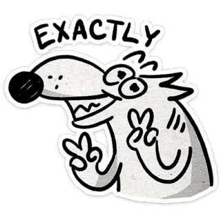 ✌️ EXACTLY perro, dibujo animado, exactamente, animal, pegatina telegram sticker