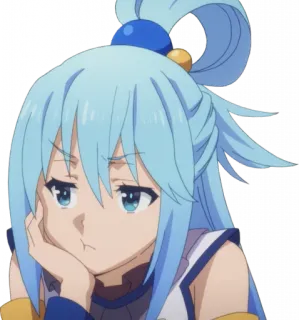 😕 Aqua Konosuba Anime, Personaje, Waifu, Lindo/a, Pelo azul, Molesto/a telegram sticker