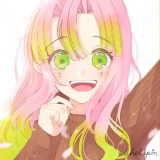 💕 Mitsuri Kanroji Demon Slayer shelapin anime, manga, demon slayer, mitsuri kanroji, love hashira, pink hair, waifu telegram sticker
