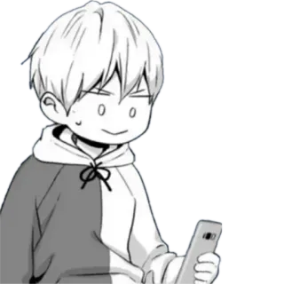 🙂 Аниме, Парень, Телефон, Манга, Наклейка telegram sticker