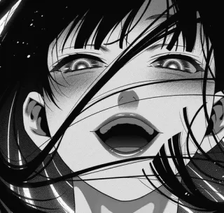🌟 Anime, Manga, Augen, Frau, Schwarzweiß telegram sticker