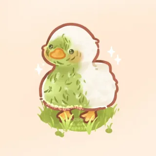✨ pato, pássaro, animal, fofo, kawaii, grama, adesivo telegram sticker