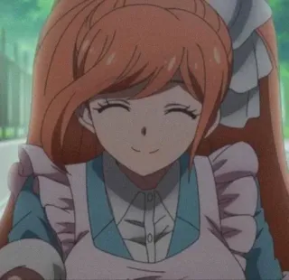 🌟 Sonia Nevermind Danganronpa アニメ, メイド, オレンジ髪, ダンガンロンパ, キャラクター, 笑顔 whatsapp sticker