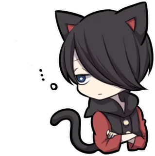 😒 cat, chibi, cartoon, anime, cute, manga, character, illustration telegram sticker