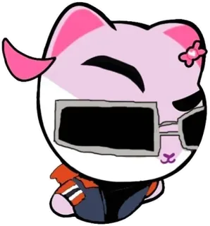 😎 แมว, สติกเกอร์, แว่นกันแดด, การ์ตูน, สัตว์, สีชมพู telegram sticker
