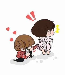 🔞 만화, 사랑, 하트, 귀여운, 커플, 일러스트 telegram sticker