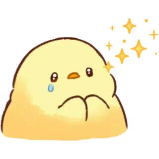 🤩 lindo, pollito, llorando, triste, amarillo, kawaii, emoji, pegatina whatsapp sticker