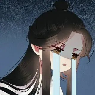 ➖ crying, sad, anime, manga, tears, portrait telegram sticker