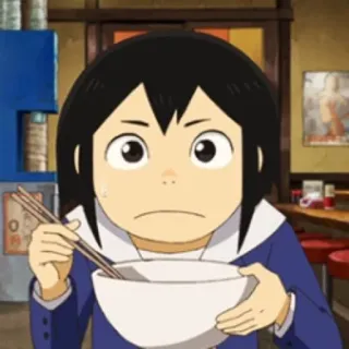😶 Anime, Comendo, Tigela, Hashi, Comida telegram sticker