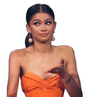 💁‍♀ Zendaya attrice, celebrità, zendaya, abito arancione, sarcastico telegram sticker