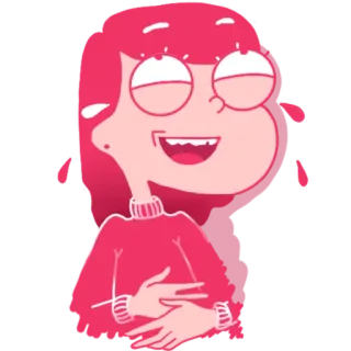 😆 cartoon, girl, pink, laughing, happy, joyful telegram sticker