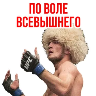 👍 Khabib Nurmagomedov ПО ВОЛЕ ВСЕВЫШНЕГО ufc, mma, luchador, religión, cita, deportes whatsapp sticker