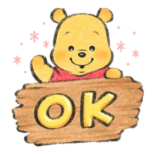 🧁 Winnie the Pooh OK 위니 더 푸, OK, 귀여운, 친근한, 일러스트, 만화 telegram sticker