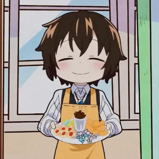 🥐 Anime, Chibi, Essen, Süß, Charakter, Schürze whatsapp sticker