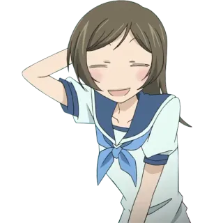😅 anime, sorridente, femminile, ragazza, cartone animato telegram sticker