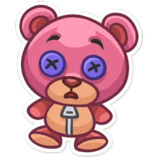 😵 Teddybär, Spielzeug, Stofftier, süß, Knopfaugen telegram sticker